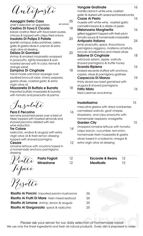 Chef owned and operated, its <b>menu</b> changes often to allow for the use of fresh, seasonal ingredients in all of its recipes. . La nonna bella menu